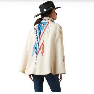 Ariat Womens Cape Chimayo Coat in Buttercream Size L Wool Blend